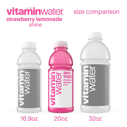 20 oz 12 Pack vitaminwater Shine Strawberry Lemonade Zero Sugar, Flavored Water Beverage, fl Bottles