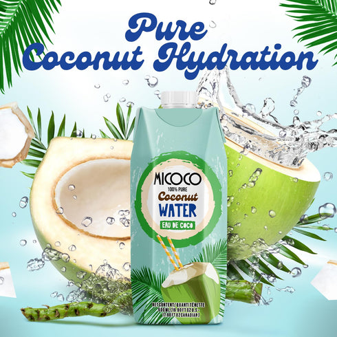 100% 16.9 Oz (Pack 12) MICOCO Coconut Water, No Added Sugar, Pure, Naturally Hydrating and Electrolyte-Rich, Made from