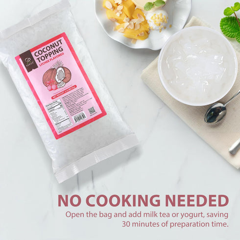 2.2 lbs (1 Soeos Lychee Flavored Coconut Jelly Strips, Kg), Lychee Jelly for Boba Tea, Sweet and Chewy Tropical Snack