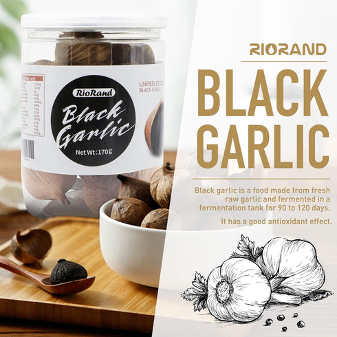 Black Garlic 170g Whole Black Garlic, Aged for Full 90 Days, Jar 0.37 Pounds