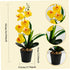 Peosaard 17 Inch 7 4 Orchid Plant, Orchid in Pot Realistic Yellow Faux with Flower Head & Leaf Real Touch Decorative