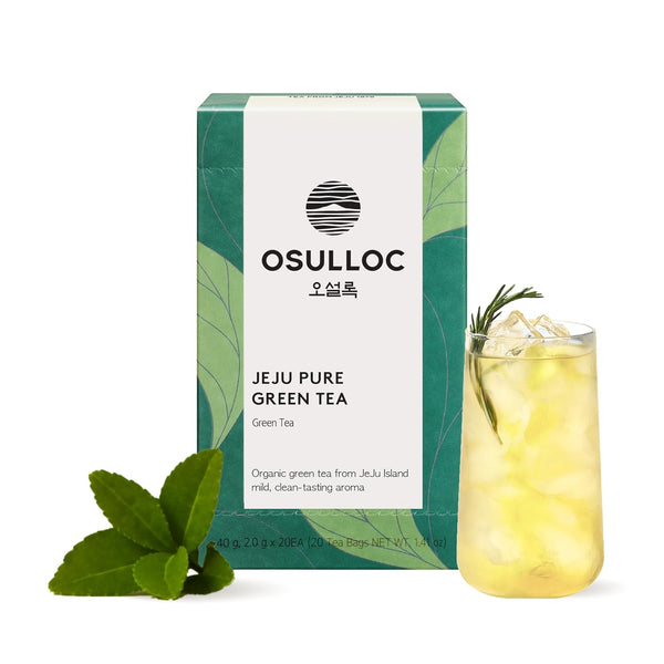 OSULLOC Pure Green Tea, USDA Organic, Premium Blended Tea from Jeju, Tea Bag Series 20 Count