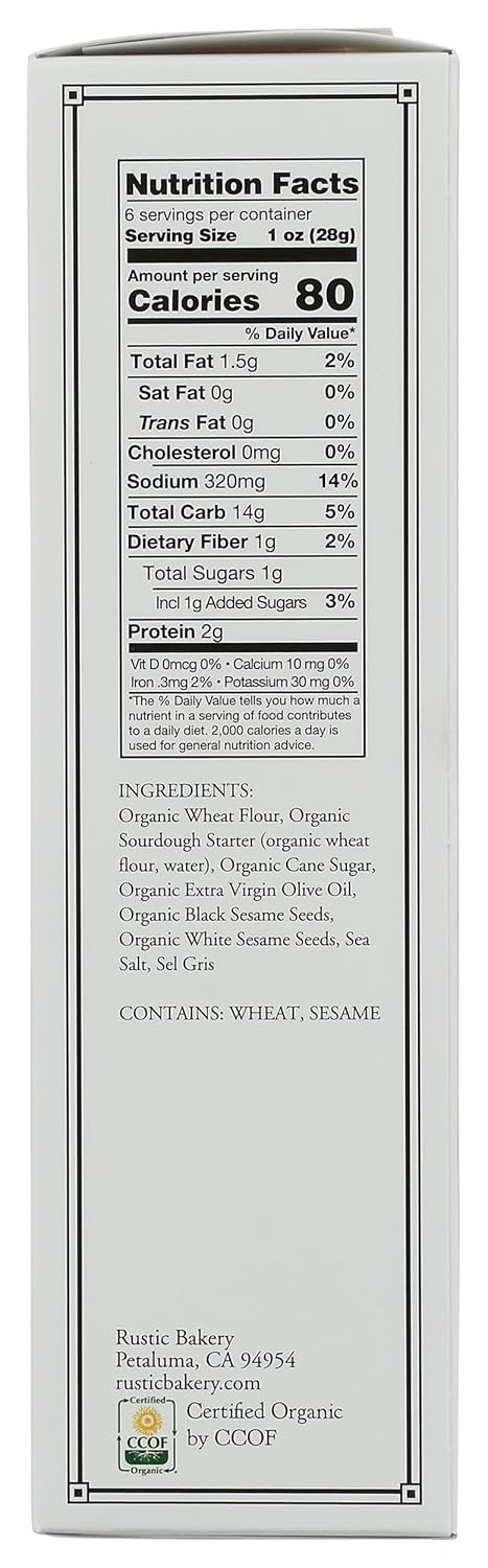 6 Rustic Bakery, Flatbread Black Sesame Organic, Ounce