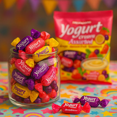 21oz 1.3lbs Pack, Strawberry, Grape & Passion Fruit Yogurt Soft Candy Bag Individually Wrapped Variety Strawberry Grape