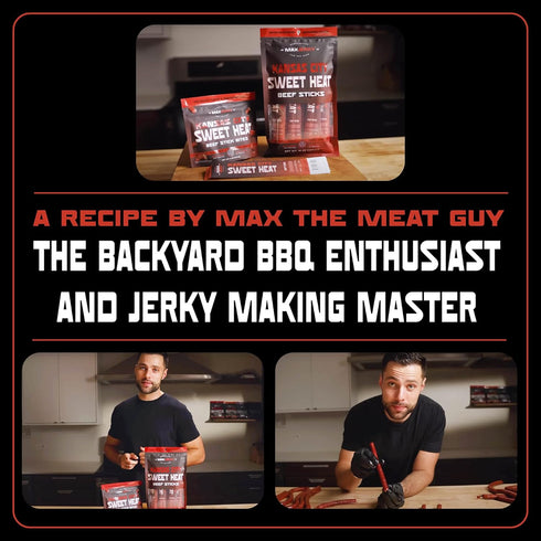 10 Oz (10 MaxJerky Kansas City Sweet Heat Beef Sticks- High Protein Snack Individually Wrapped Ready to Eat- Spicy Meat