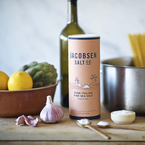 1.8 lb Jacobsen Salt Co. Pure Italian Fine Grain Sea Salt - Real Sea Salt for Cooking, Baking, or Pickling, Gourmet