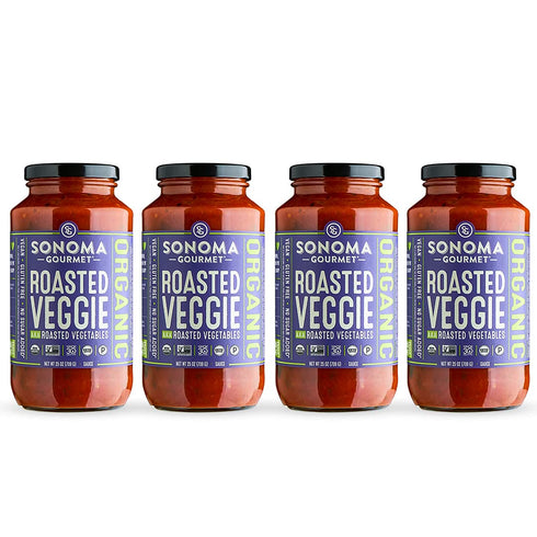 Sonoma Gourmet Roasted Veggies Pasta Sauce, 25 Ounce Jars, USDA Organic, Non-GMO, Gluten-Free, Pack of 4.