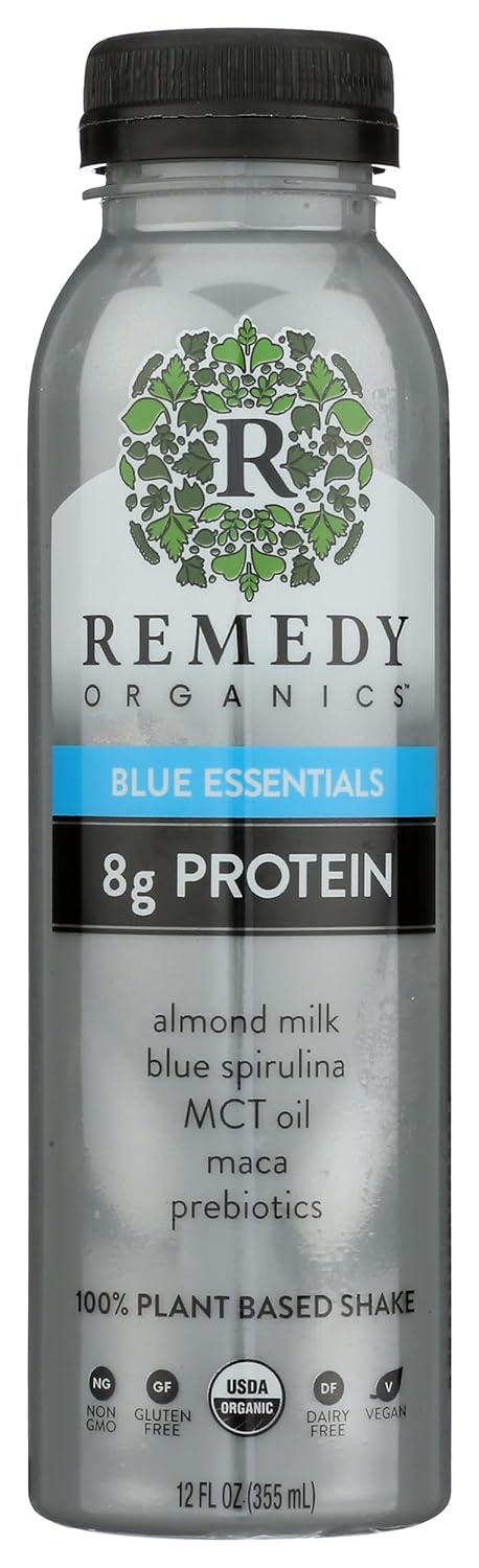 Remedy Organics Blue Essentials 12 Fl Oz | Plant Based Protein Shakes,