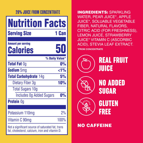 12 Oz (24 PLEZi FiZZ Stawberry Lemonade & Orange Mango Sparkling Juice Bundle No Added Sugar, Low Sugar Soda