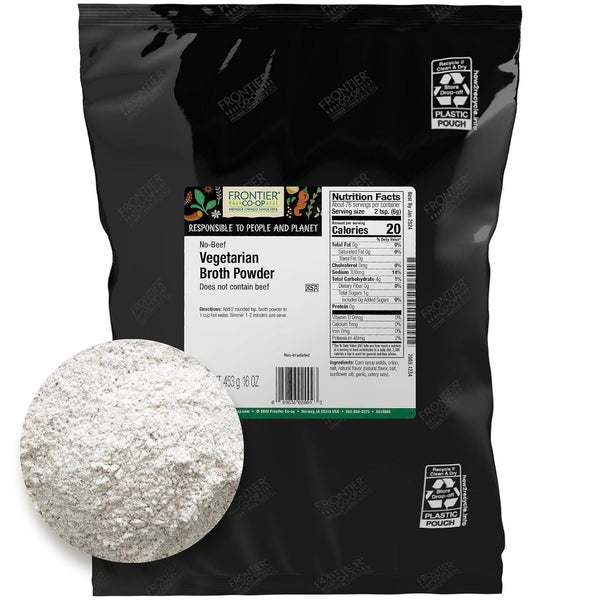 Frontier Co-op No Beef Broth Powder, 1-Pound Bulk Bag, Vegetarian Beef Broth,