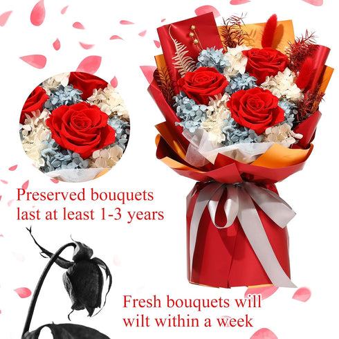 Jtoder Forever Flowers for Delivery, Preserved Flower Bouquets, Long Lasting Red Roses, Gifts Bouquet for Mother Wife