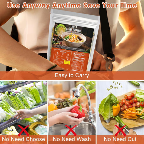 Oryvox 100% 14oz Dried Ramen Toppings-Dehydrated Vegetables & Seafood Mix Instant Ramen Toppings Natural, Resealable