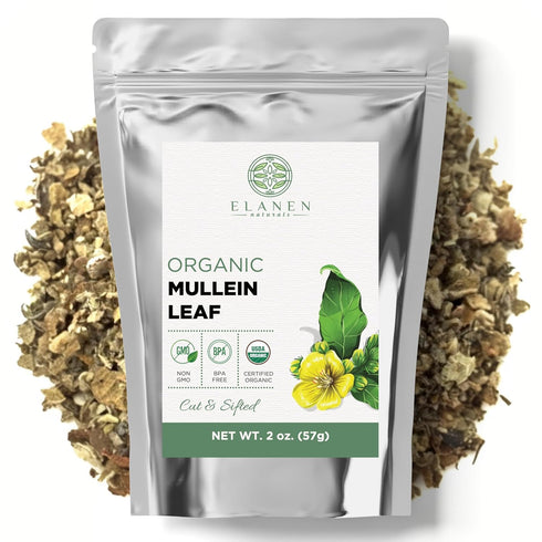Elanen Naturals Organic Mullein Leaf 2 oz. (57g), USDA Certified Organic Mullein