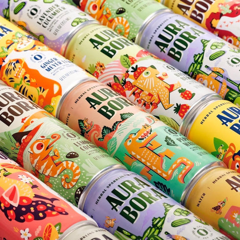 12 oz (Pack 12), 0 0 0 Aura Bora, Raspberry Vanilla Herbal Sparkling Water, Can of Calories, Sugar, Sodium, Non-GMO