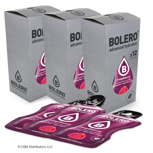 Bolero Sugar Free Drink Mix Packets Raspberry Fruit Flavors | 36 Small Sachets Powdered Flavored Water