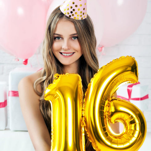 Sweet 16 Cake Topper, Happy 16th Birthday Cake Topper - Gold by Merry Expressions