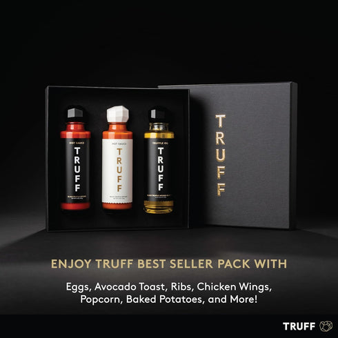Pack Set (6 oz), (6 oz), (5.6 oz), 3-Bottle TRUFF Sampler - Gourmet Hot Sauce of Original White Truffle Edition