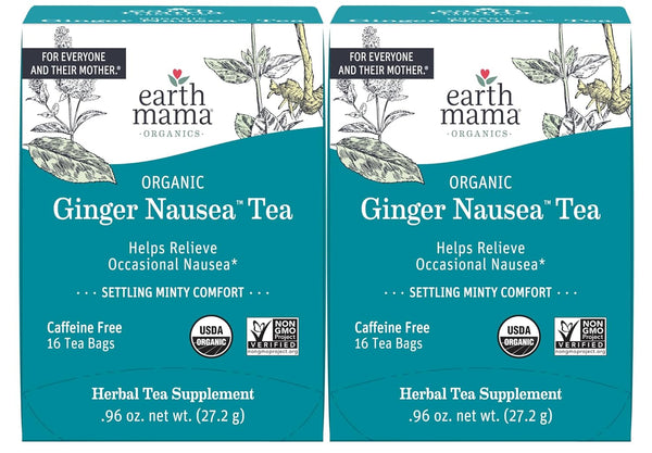 Earth Mama Organic Ginger Nausea Tea | Comforts Occasional Nausea + Morning Sickness, 16