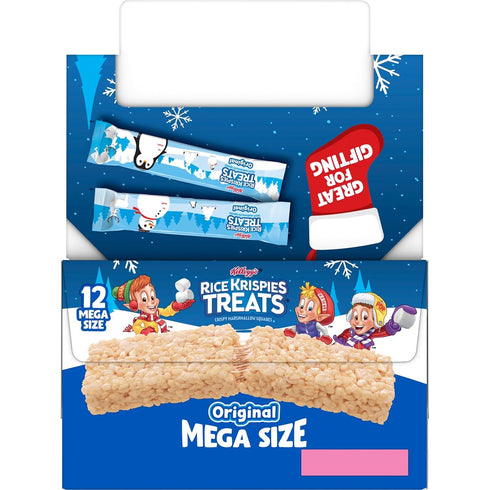(12 Rice Krispies Treats Mega Size Crispy Marshmallow Squares, Holiday Snacks, Original Bars)