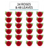 24 Count Global Sugar Art Premium Wedding & Party Edible Rose Cake & Cupcake Sugar Flowers, Red, with Leaves by Chef