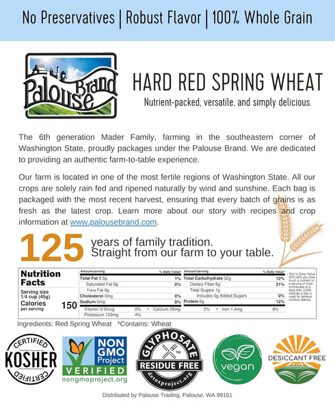 6 LBS (2-3 lb 100% Palouse Brand Certified Glyphosate Residue Free Whole Wheat Bread Flour | bags) | Small Batch Stone