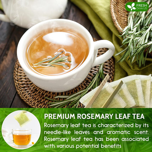 100 100% FRESHDRINKUS, Premium Rosemary Leaf Tea Bags, Natural and Pure Rosemary Dried Leaves, Pure Rosemary Herbal