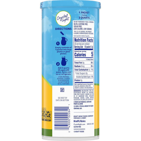 1.5-Ounce (Pack 6) Crystal Light Iced Tea Decaffeinated Lemon Natural Flavor, Canister