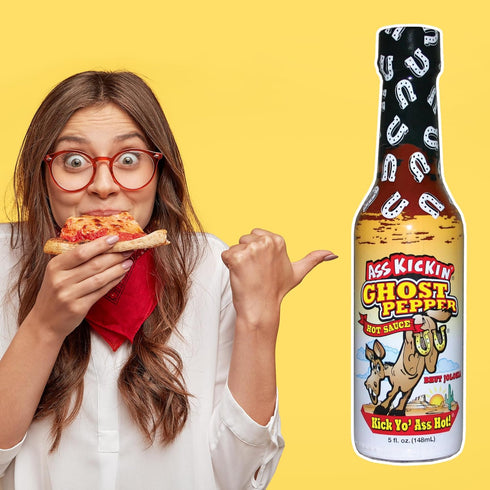 5 oz ASS KICKIN' Ghost Pepper Hot Sauce - - Premium Gourmet Hot Sauce for Chicken Wings and Breakfast BurritosPerfect