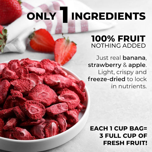 Pack (9.54 Oz), Pack, 0.53 Oz 18 Packs Zest Delites Freeze Dried Fruit Bulk Freeze Dried Strawberries, Bananas, Apple