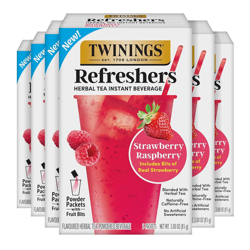 NEW Twinings Strawberry Raspberry Refreshers, Herbal Tea Instant Beverage, Real Strawberry Fruit