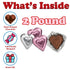 2 Lbs 100 Valentine's Day Milk Chocolate Hearts, Bulk, Individually Wrapped Pink and Silver Hearts, Extra Creamy Heart