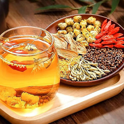 Halpilt 8 (1) Liver Detox Herbal Tea, Liver Detox Tea Organic, Dandelion Chrysanthemum Cassia Seed Goji Berry Tea, Milk