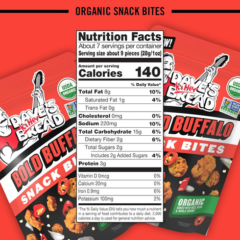 7.2 oz Dave's Killer Bread Bold Buffalo Organic Snack Bites, Buffalo Flavored Organic Snacks