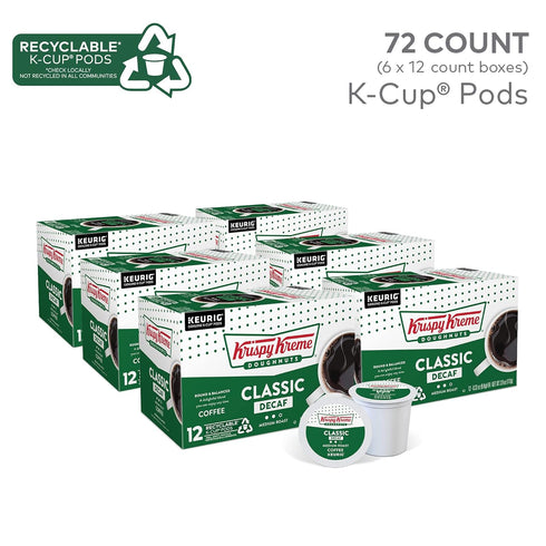 72 Count Krispy Kreme Classic Decaf, Single-Serve Keurig K-Cup Pods, Medium Roast Coffee Pods