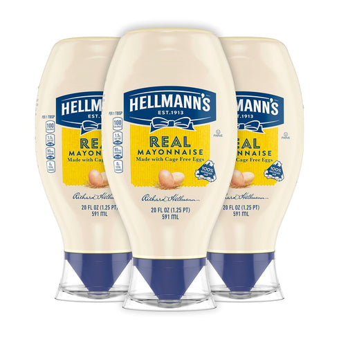 Hellmann's Real Mayonnaise Squeeze Bottle 3 Count a Rich Creamy Condiment Gluten