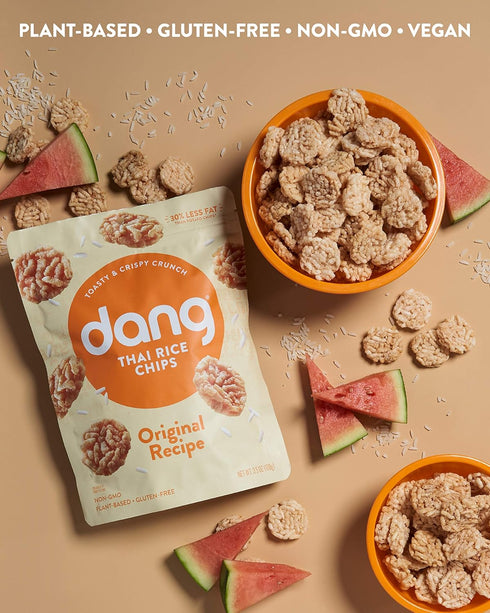 30% 3.5 oz Dang Thai Rice Chips Original, Vegan, Gluten Free Crisps, Non GMO, Healthy Savory Snacks, Made with Whole