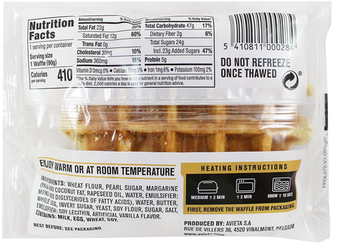 Avieta 12 Packed 3.17 Belgian Pearl Sugar Waffles, Individually Ounce