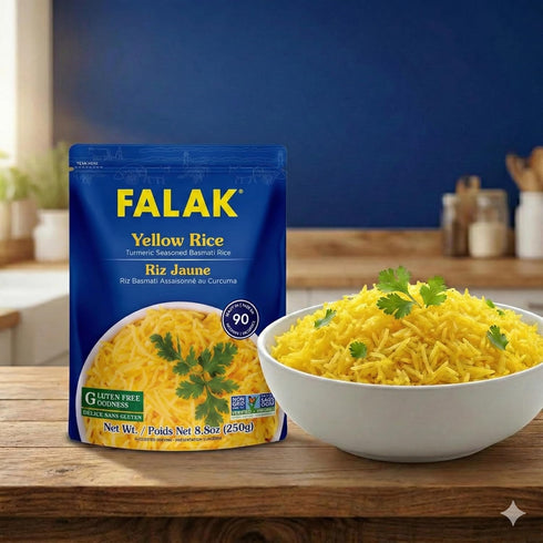 90 250g Pack (8.8 Oz (Pack 6), Falak Seasoned Rice, Long-Grain Rice, Stovetop or Microwave, Ready in Seconds, per