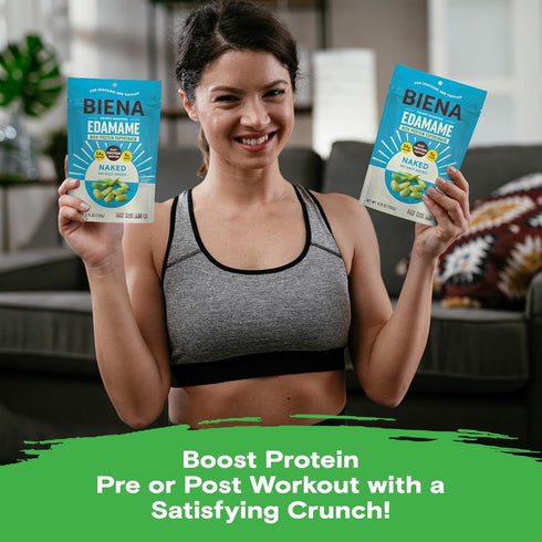 14g 3-Pack 4.75oz Biena Crispy Roasted Edamame Beans Snack Naked No Salt Low Sodium High Protein Snack for Adults