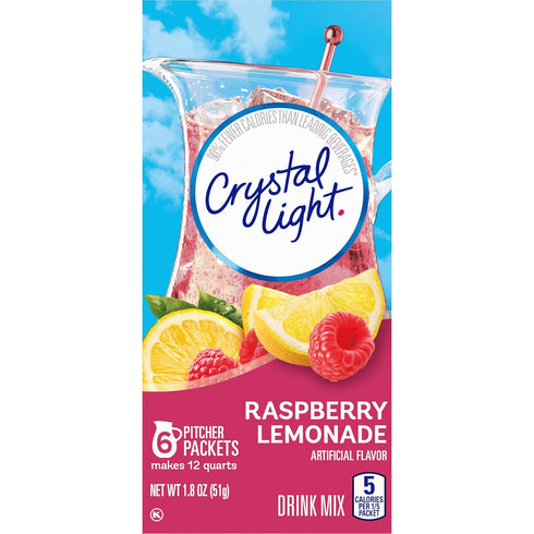 (6 Packets) Crystal Light Raspberry Lemonade Drink Mix Pitcher
