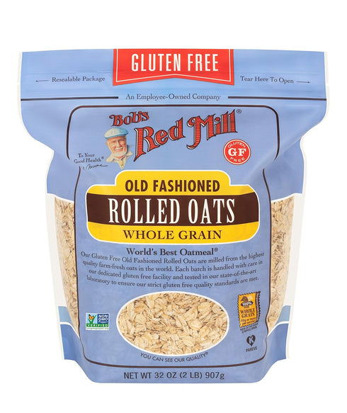 32oz (Pack 4) Bob's Red Mill Gluten Free Old Fashioned Rolled Oats, of - Non GMO, Whole Grain, Vegan, Kosher