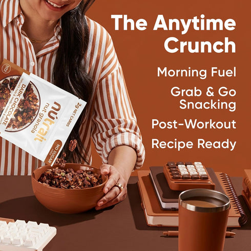 8 oz. 6 Count NuTrail Nut Granola, Dark Chocolate, No Sugar Added, Gluten Free, Grain Free, Keto, Low Carb, Healthy