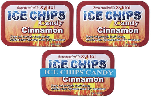 ICE CHIPS Xylitol Candy Tins - 5.28 oz total (Cinnamon, 3 Pack) - Includes BAND as shown