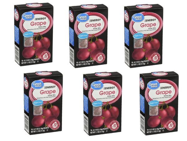 Getgal Great Value Grape Energy Drink Mix, 10ct (Pack of 6)