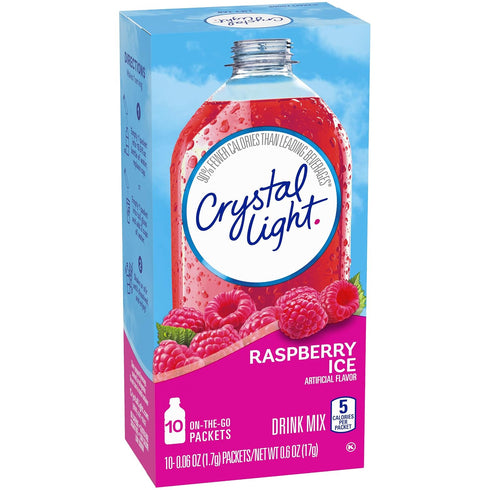 (10 Packets) Crystal Light Sugar-Free Raspberry Ice Drink Mix On-the-Go