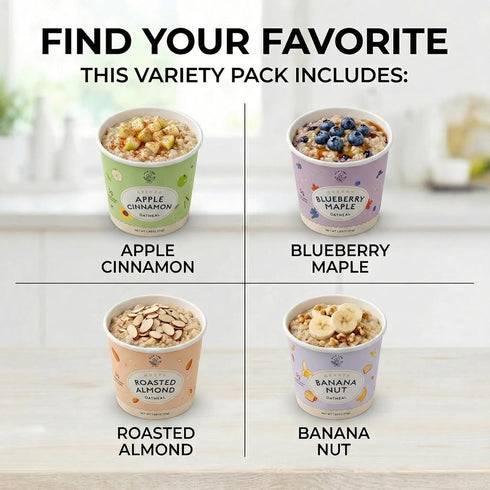Pack 12 Pack Mylk Labs Variety Protein Oatmeal Cups, Whole Grain, Low Sugar, High Fiber Healthy Breakfast, Quick