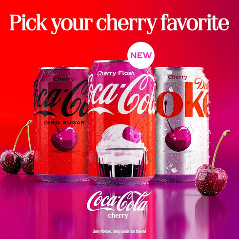 16.9 oz, 6 Pack Coca-Cola Zero Sugar Cherry Diet Soda Soft Drink, fl