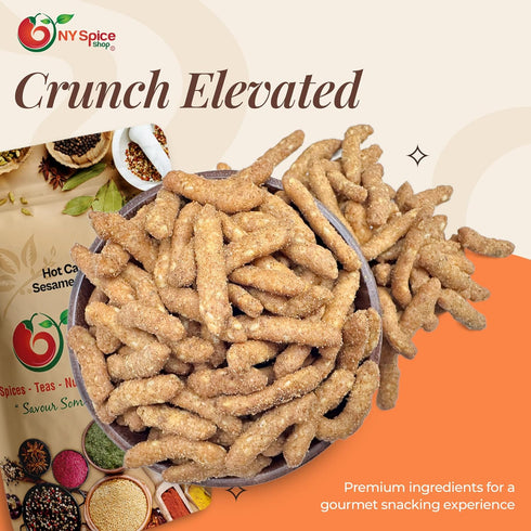 5 NY Spice Shop Cajun Sesame Sticks - Pound Spicy Cajun Sesame Toasted Snack Mix - Crunchy Hot Flavor Bites - Finger