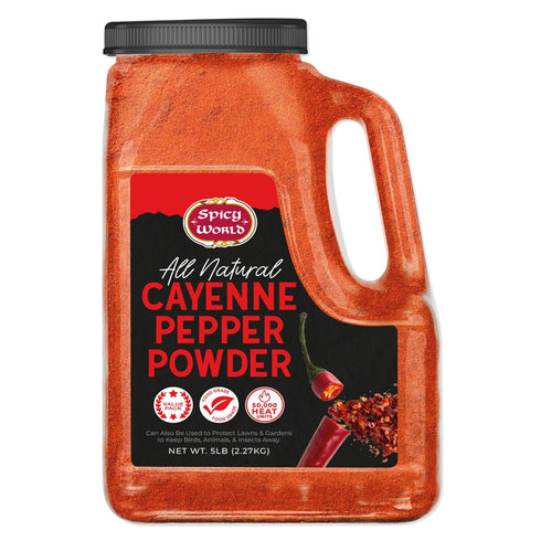 Spicy World Hot Cayenne Pepper Powder Bulk 5 LBS Jar - Red Ground Pepper