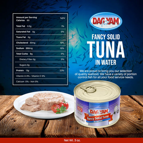 Dagim 3 oz, Pack 12 DagYam Fancy Solid Tuna in Water - Canned Tuna Fish, Kosher for Passover